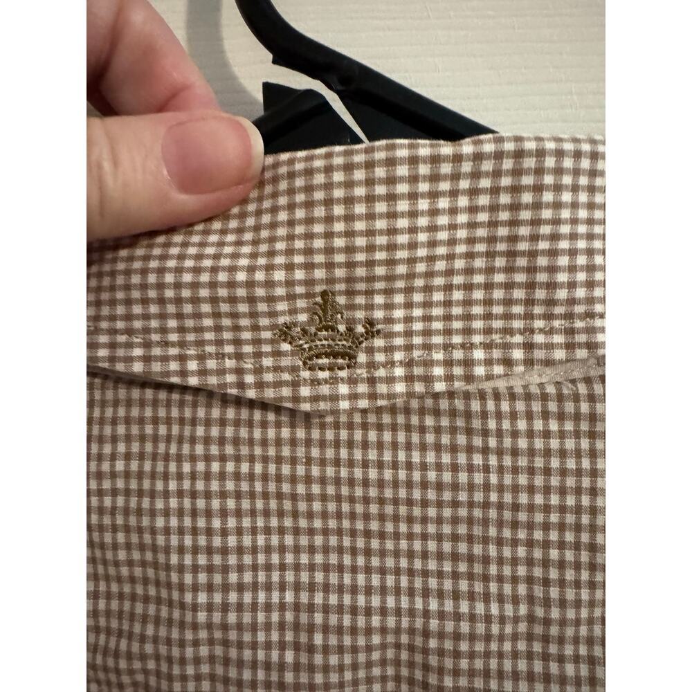 English Laundry Mens 100% Cotton Button Down Shirt Embroidered Crest Brown L - Picture 8 of 10